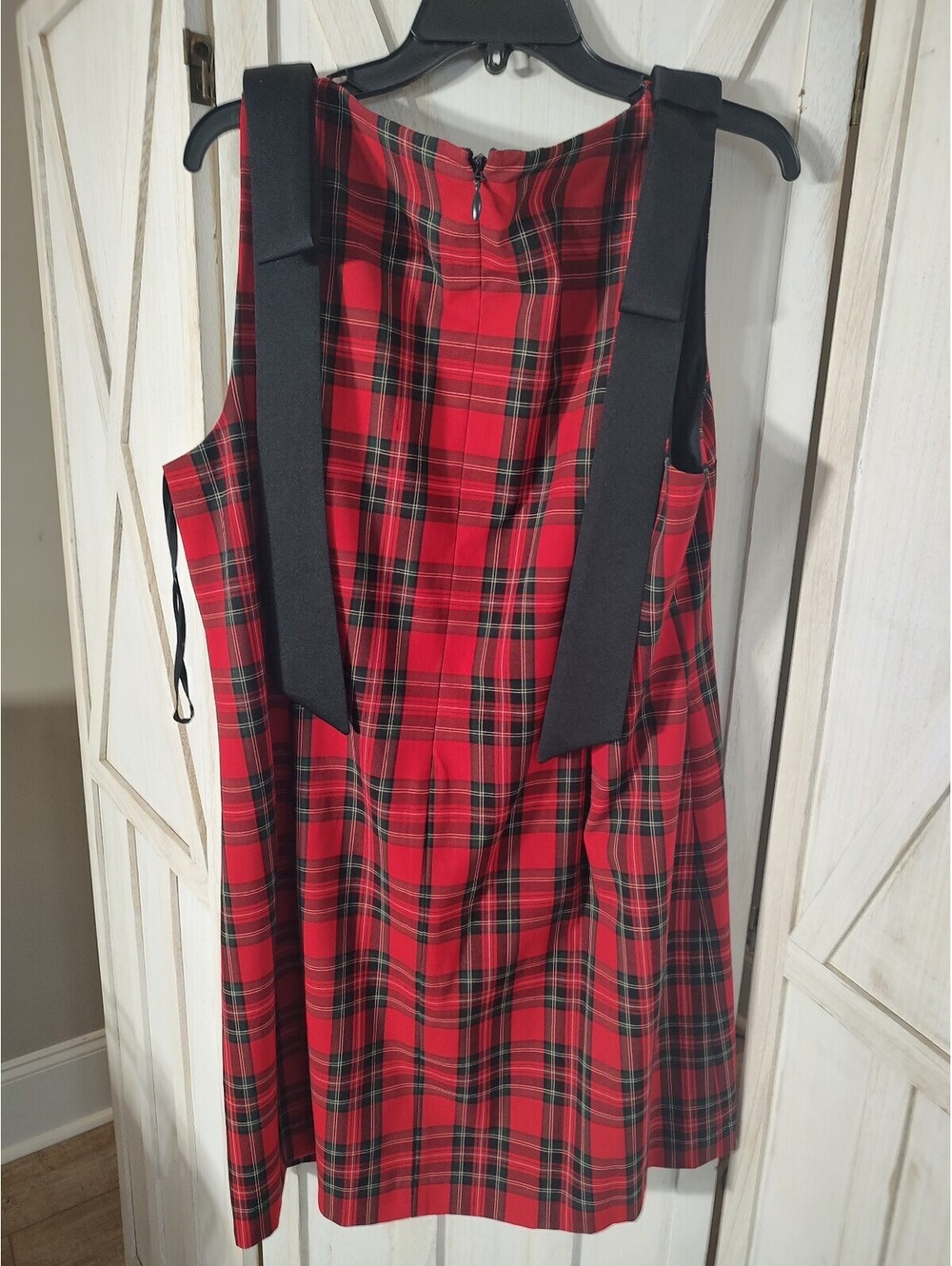 Alex Marie Red Plaid Sleeveless Dress with Black Ribbon Detail Size 18 #tartan